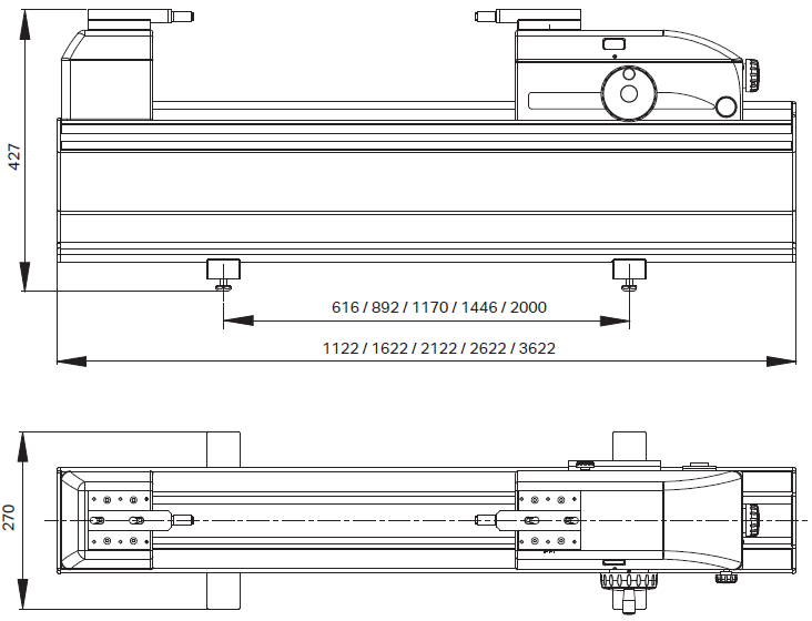 Dimensions of Trimos HPD / HPA length measuring machine